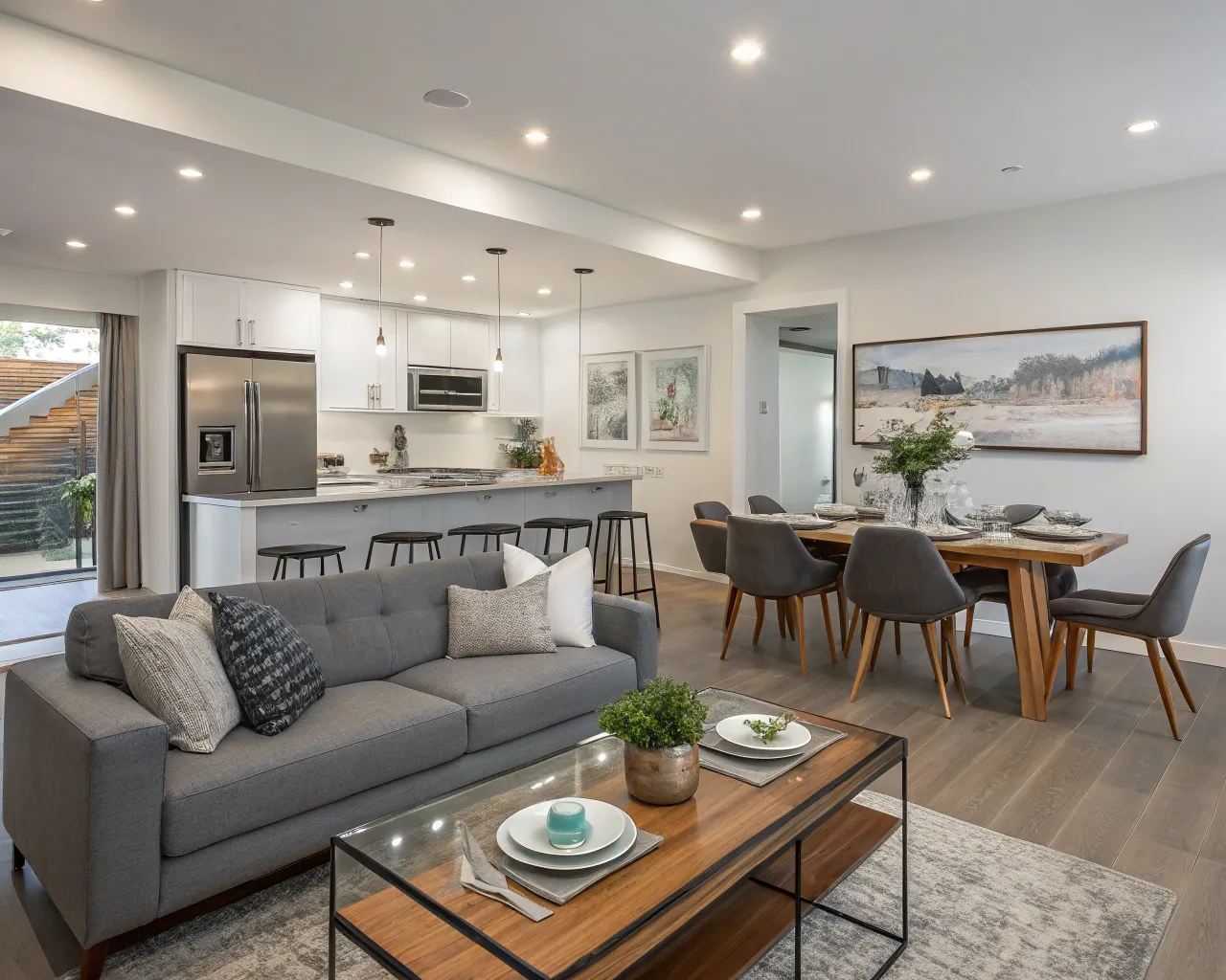 Fullständig home staging av ett modernt hem