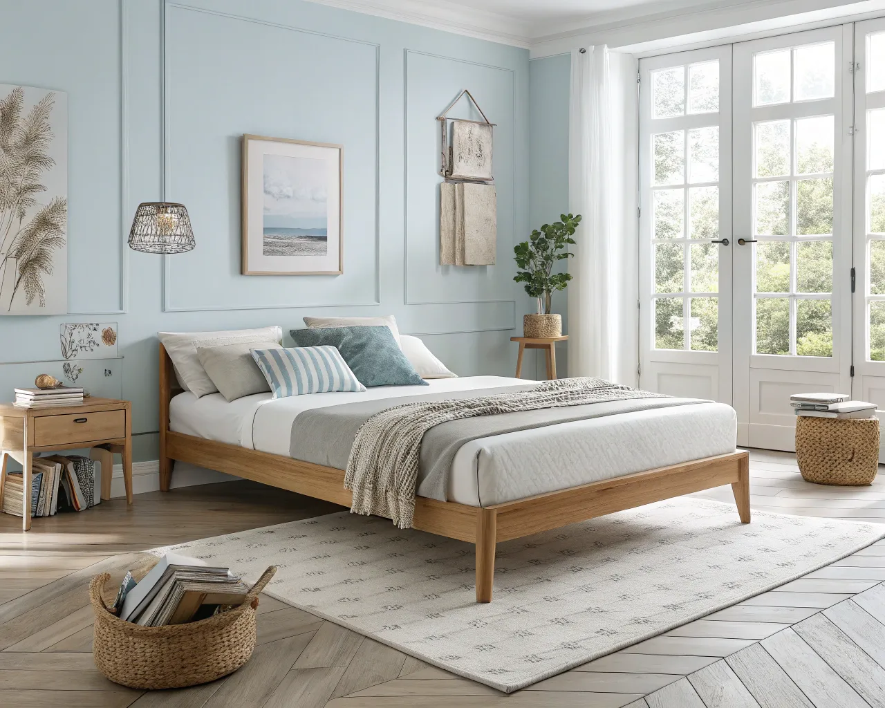 Home staging av ett sovrum i skandinavisk stil